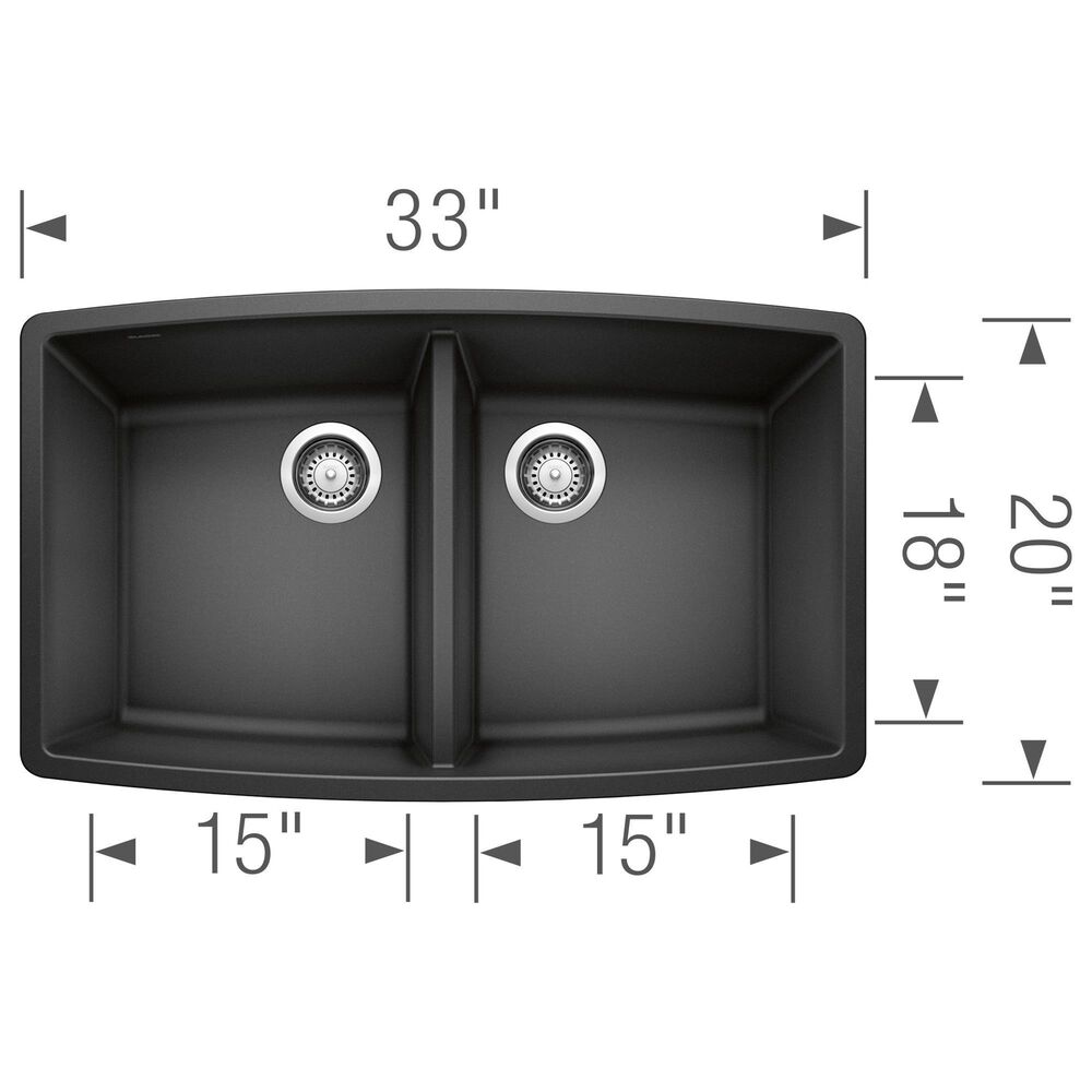 Blanco Performa 33&quot; Equal Double Bowl Kitchen Sink in Anthracite, , large