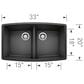 Blanco Performa 33" Equal Double Bowl Kitchen Sink in Anthracite, , large