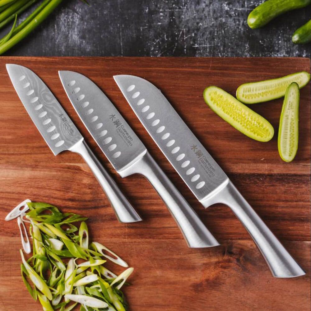 Power A 3-Piece Santoku Knife Set in Stainless Steel, , large