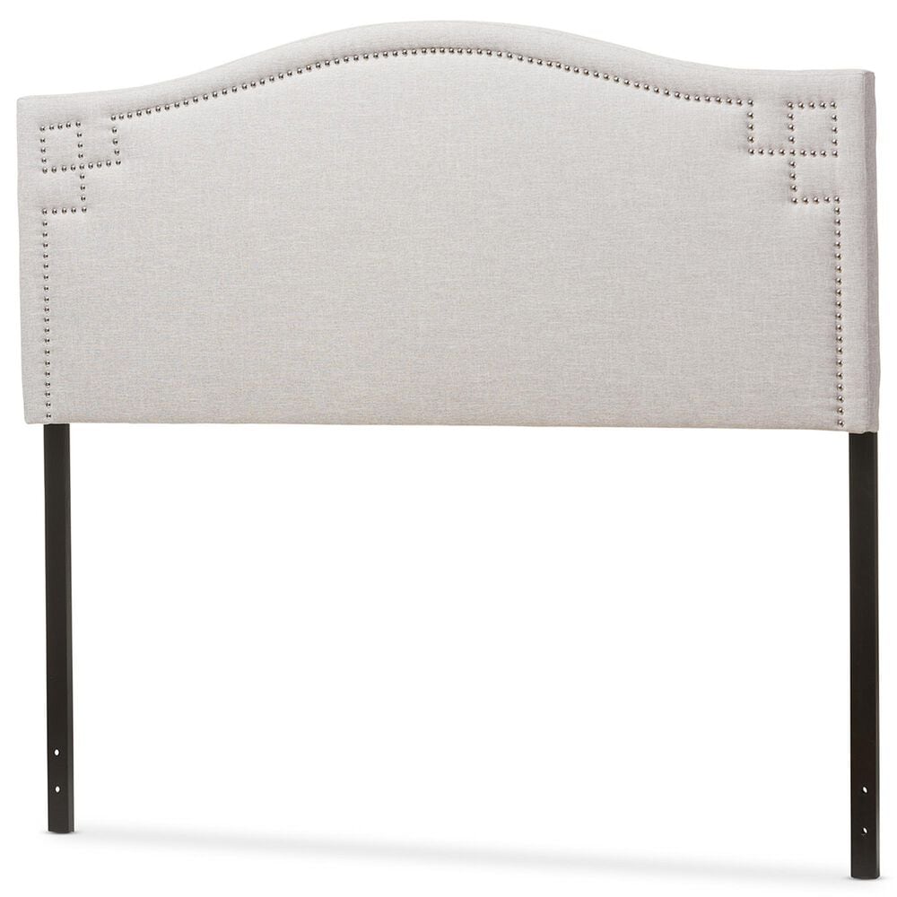 Baxton Studio Aubrey Full Upholstered Headboard in Greyish Beige, , large