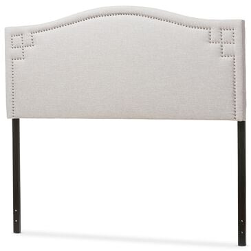 Baxton Studio Aubrey Full Upholstered Headboard in Greyish Beige, , large