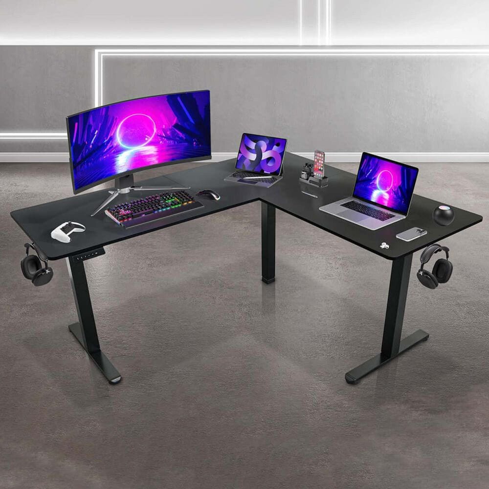 Rta Products Llc Polaris L-Shaped Electric Standing Desk with Spacious Desktop in Black, , large