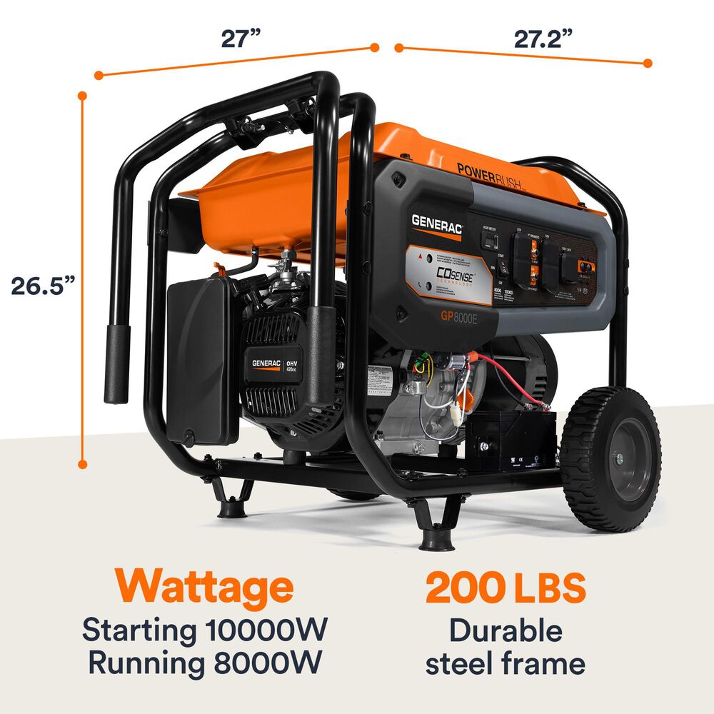 Generac 8000-Watt Portable Generator in Orange, , large
