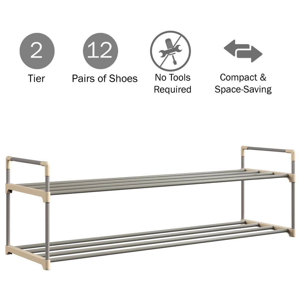 Timberlake 2-Tier Shoe Rack in Gray and White &#40;Set of 2&#41;, , large