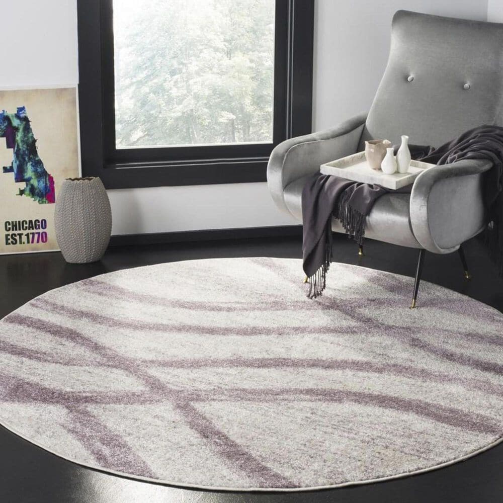 Safavieh Adirondack ADR125L 6" Round Cream and Purple Area Rug, , large