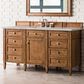 James Martin Vanities Brittany 60" Single Bathroom Vanity in Saddle Brown with 3 cm Eternal Jasmine Pearl Silestone Top, Rectangular Sink and FreePower Wireless Charger, , large