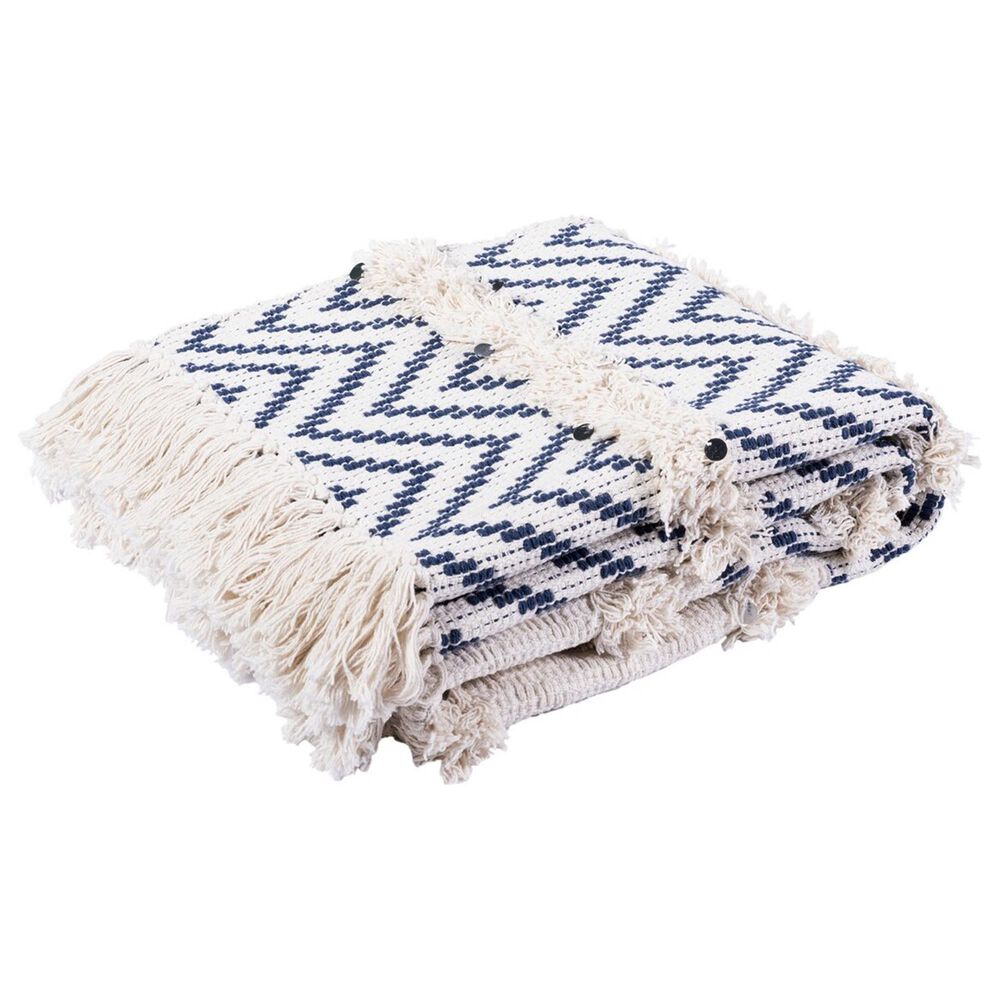 Safavieh Theanna 50" x 60" Throw in Ivory and Blue, , large