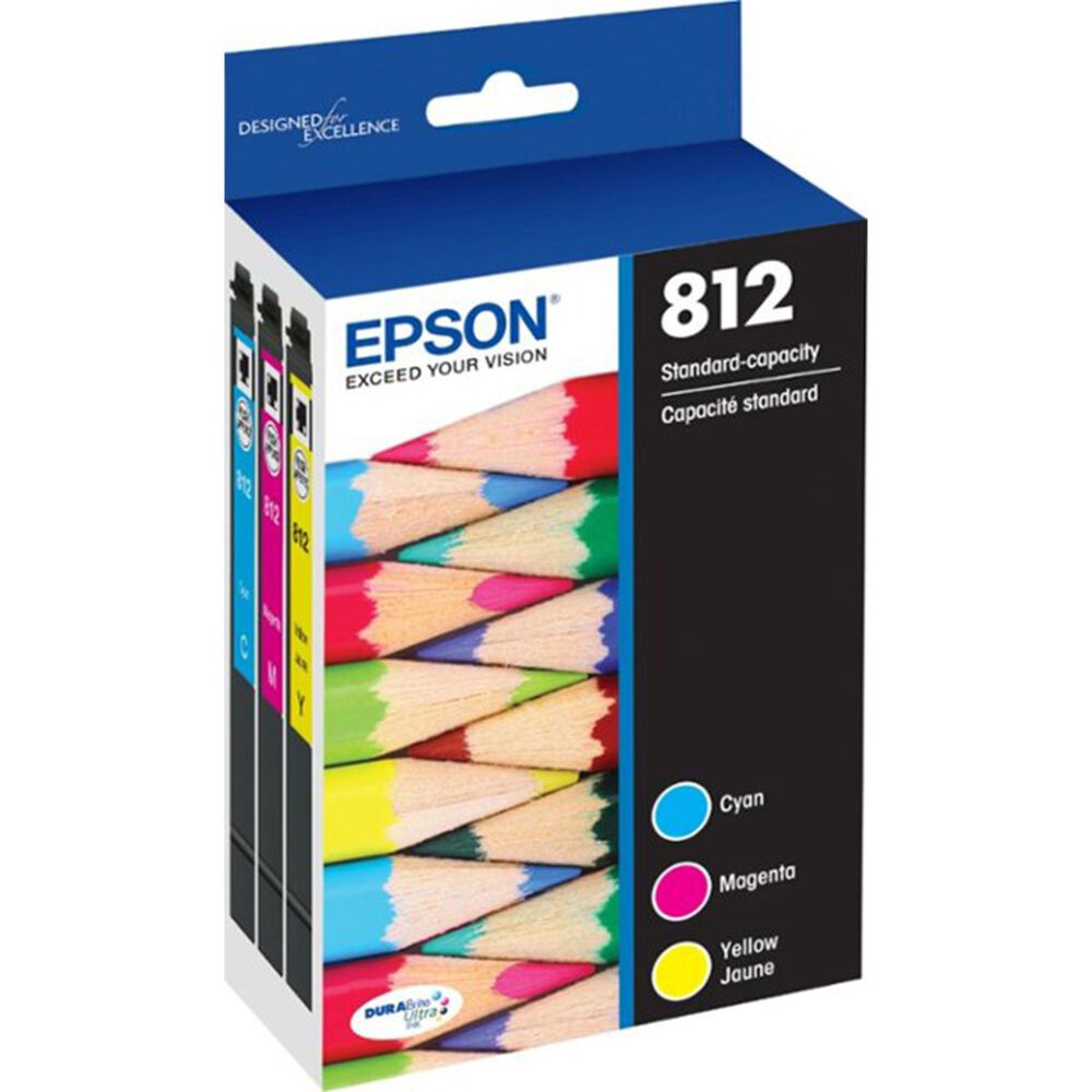 Epson T812 Standard Capacity Ink Cartridge 3-Pack in Cyan, Magenta and Yellow, , large