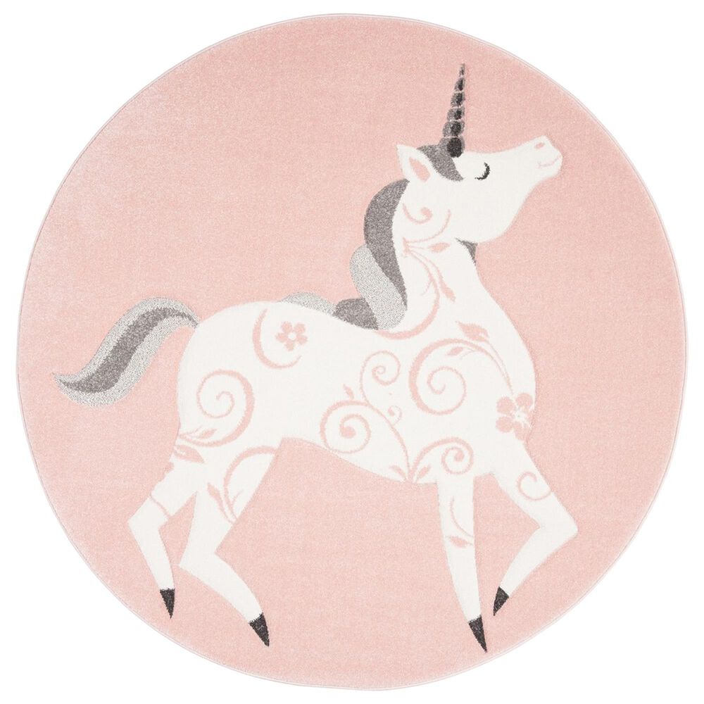 Safavieh Carousel CRK163 3" Round Pink and Ivory Kids   Area Rug, , large