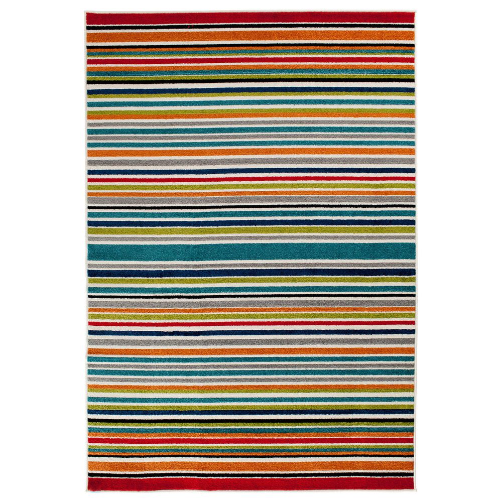 Central Oriental Terrace Tropic Santee 9"10" x 12"10" Red and Blue Area Rug, , large