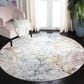 Safavieh Aria Floral 6"6" Round Ivory and Blue Area Rug, , large
