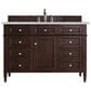 James Martin Vanities Brittany 48" Single Bathroom Vanity in Burnished Mahogany with 3 cm Eternal Jasmine Pearl Silestone Top, Rectangular Sink and FreePower Wireless Charger, , large