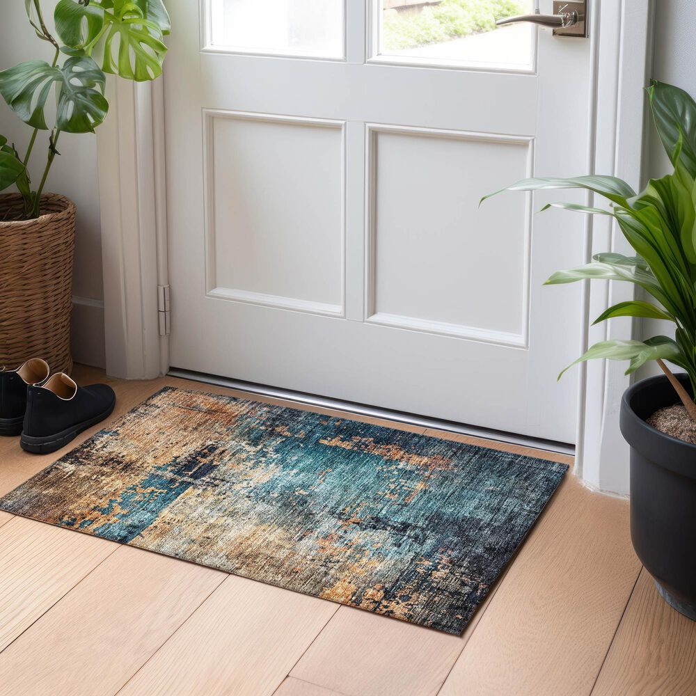 Dalyn Rug Company Nouveau NV14 1&#39;8&quot; x 2&#39;6&quot; Teal Indoor/Outdoor Area Rug, , large