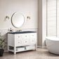 James Martin Breckenridge 48" Single Bathroom Vanity in Bright White with 3 cm Charcoal Soapstone Quartz Top and Rectangular Sink, , large