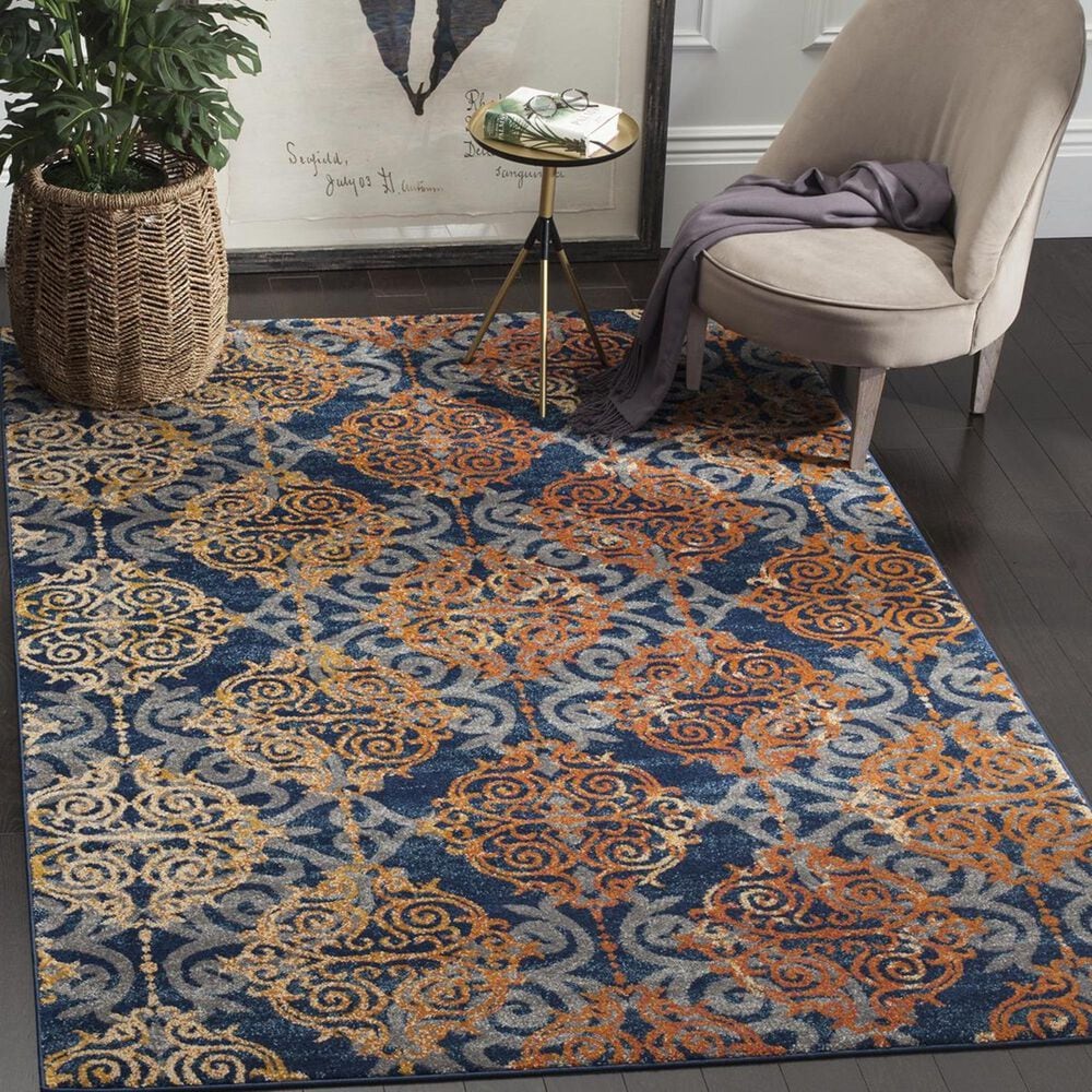 Safavieh Evoke EVK230S-4 4" x 6" Blue/Orange Area Rug, , large