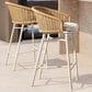 Hearth and Haven Santorini Outdoor Barstool with Wicker Backrest and Cushions in Beige (Set of 2), , large