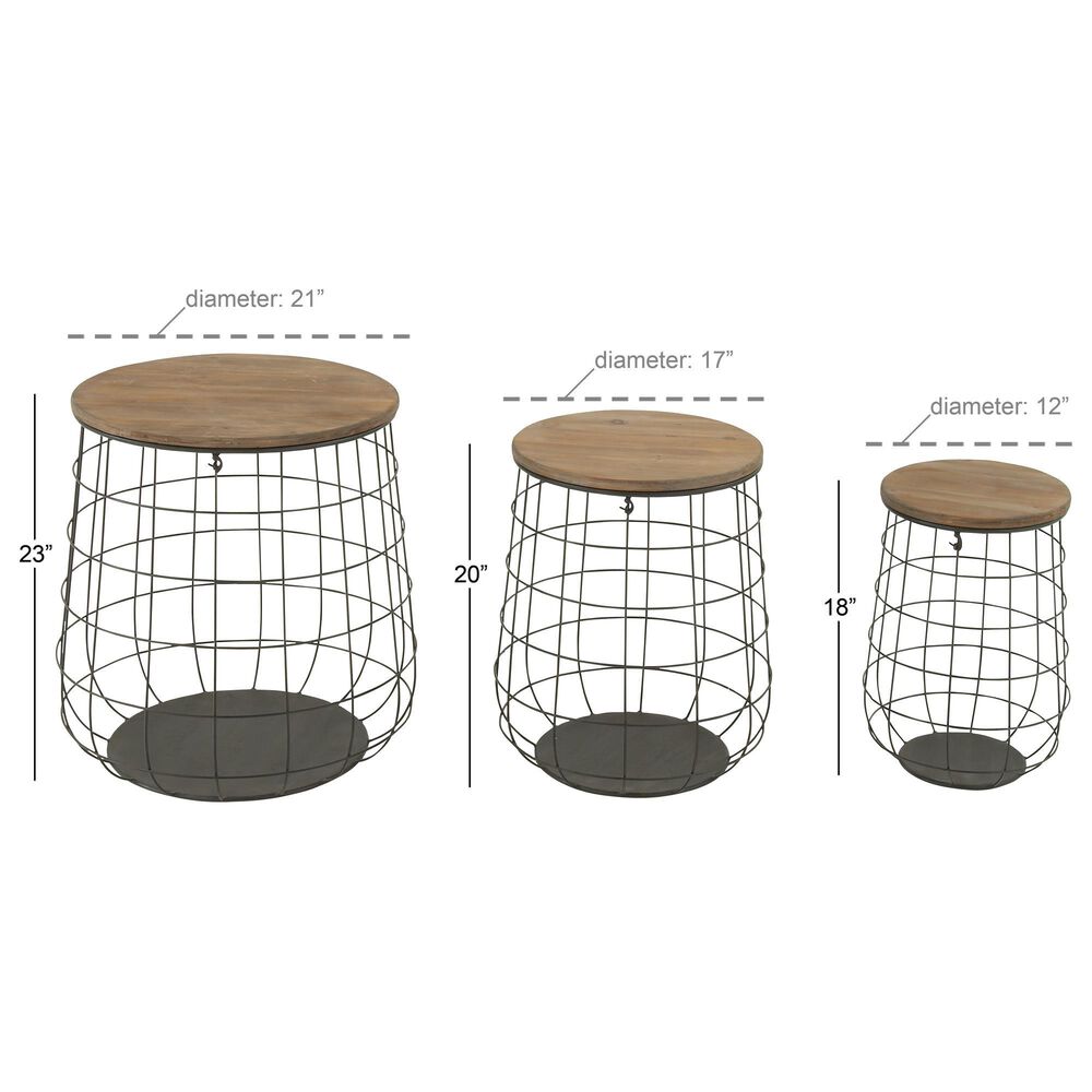 Maple and Jade Storage Basket with Wood Lids in Oiled Brown and Matte Black &#40;Set of 3&#41;, , large