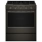 KitchenAid 2-Piece Kitchen Package with 30" Slide-In Smart Gas Range and 30" Over-the-Range Microwave Oven in Black Ore, , large