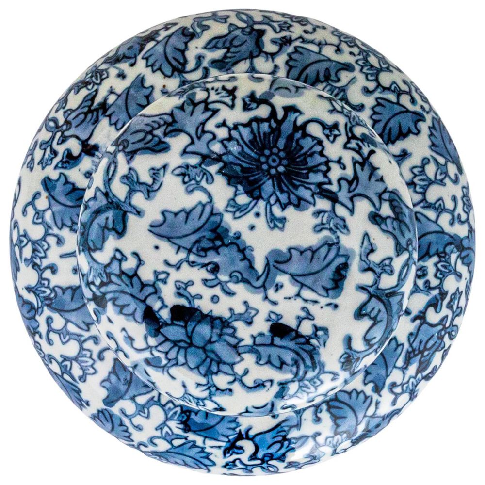 Creative Coop Decorative Large Ceramic Ginger Jar with Lid in Blue and White, , large