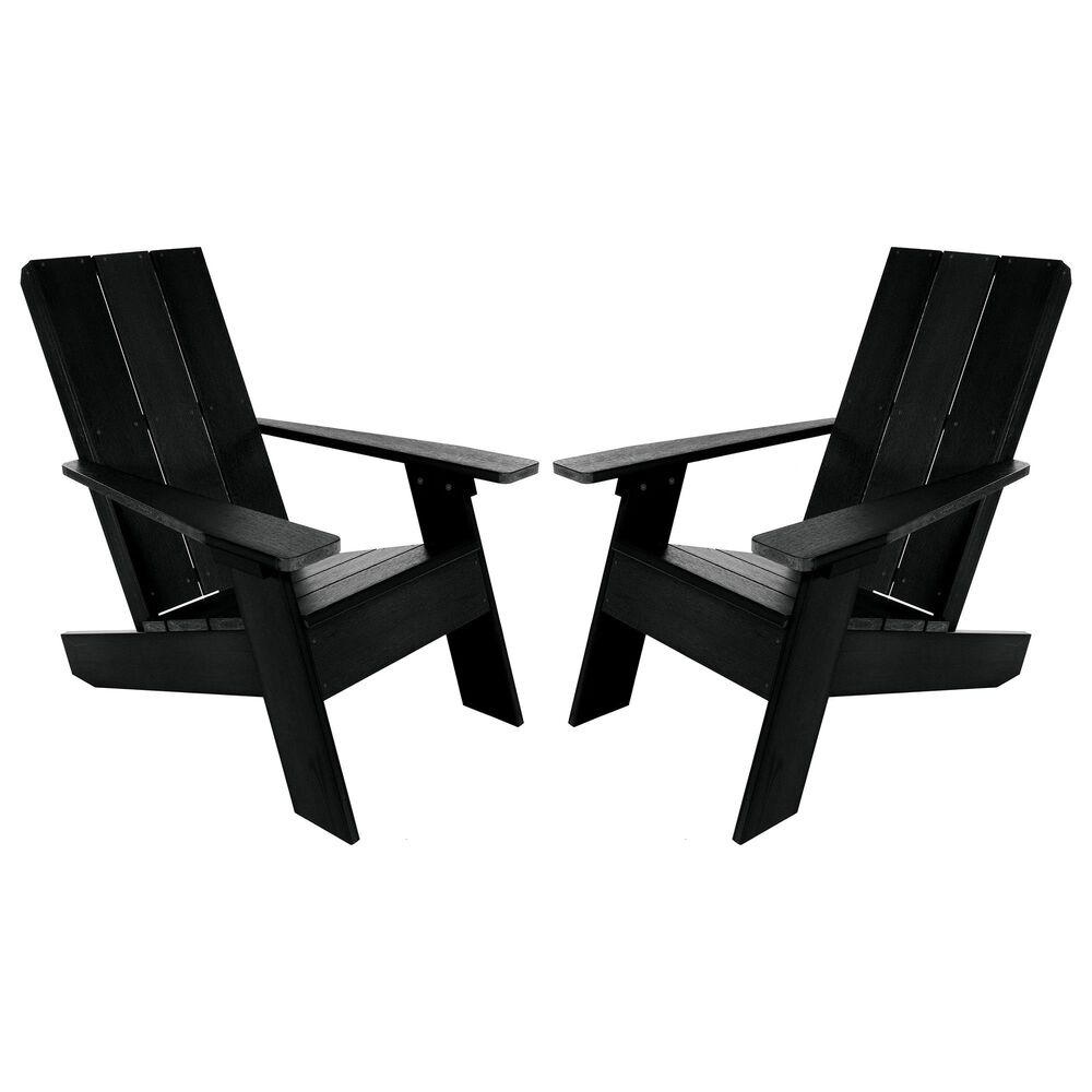 Highwood USA 2 Italica Modern Adirondack Chairs  in Black , , large