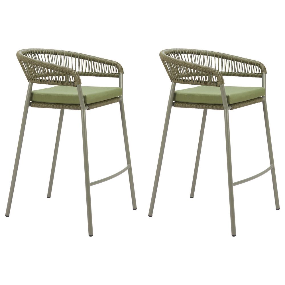 Zuo Modern Skye Patio Barstool in Green (Set of 2), , large
