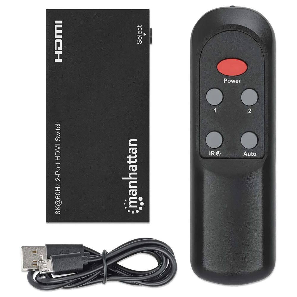Manhattan 2-Port 8K HDMI Switch with IR Remote Control in Black, , large