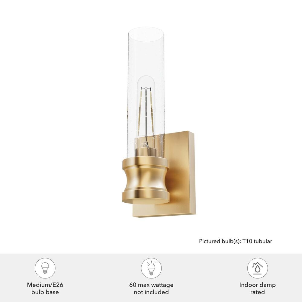 Hunter Lenlock 1-Light Wall Sconce with Seeded Shade in Alturas Gold, , large