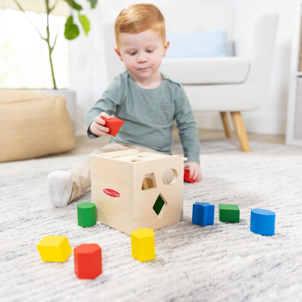 Melissa &amp; Doug Shape Sorting Cube Wooden Toy, , large