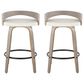 LumiSource Grotto 26" Swivel Counter Stool with White Faux Leather Upholstery in Light Grey and Black (Set of 2), , large