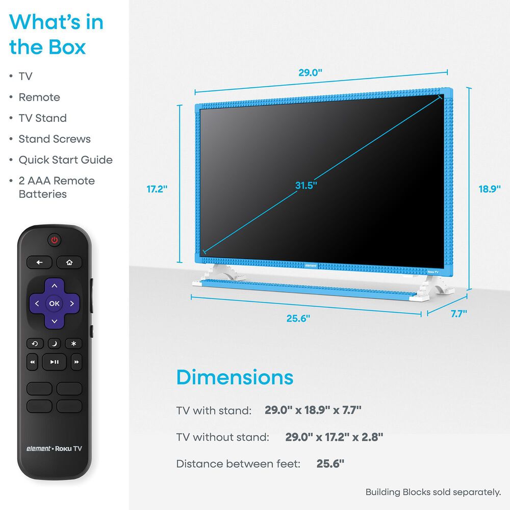 Element 32" Class 1080P FHD Building Block in Blue - Smart Roku TV, , large