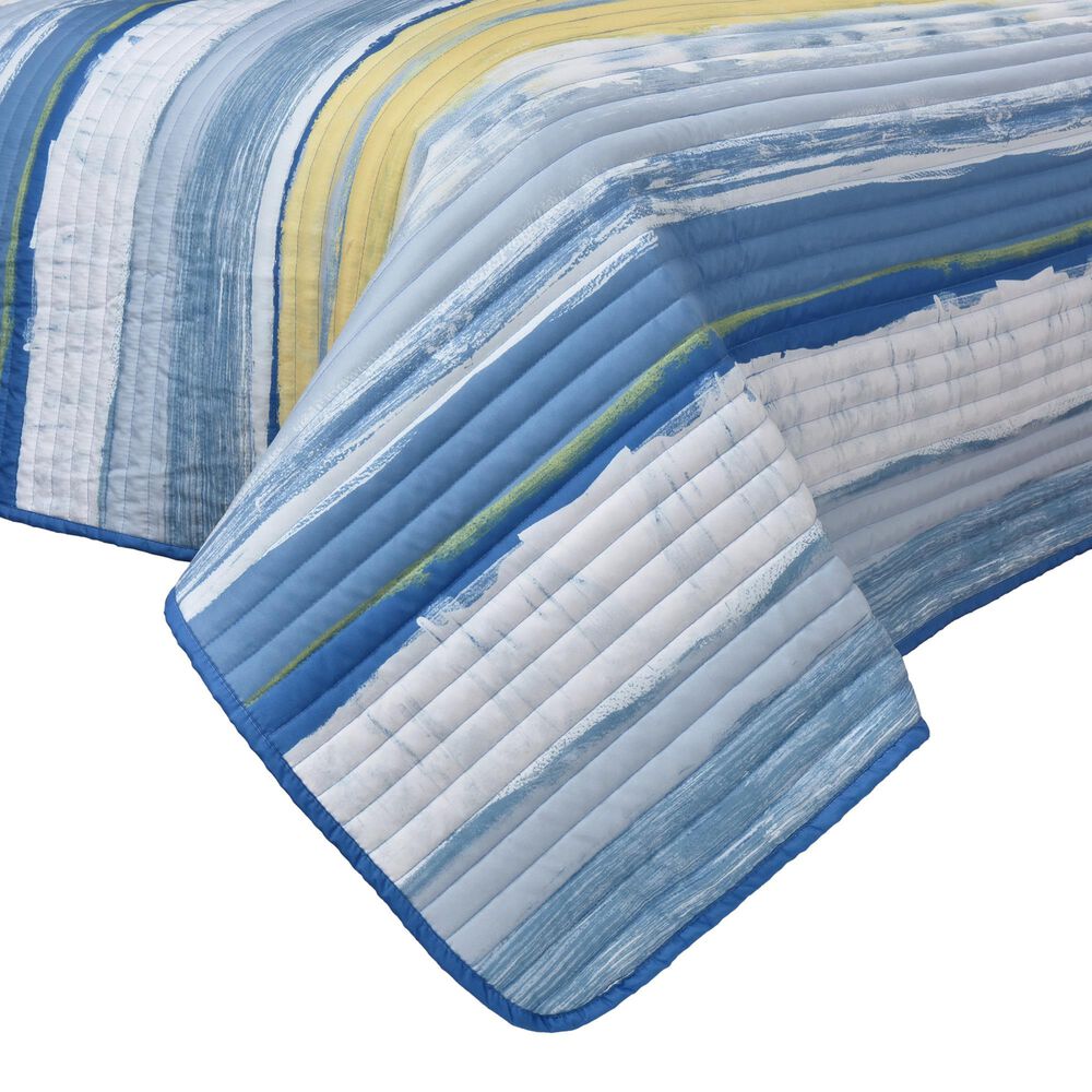 J. Queen New York Seashore 3-Piece Full/Queen Quilt Set in Blue, White and Yellow, , large