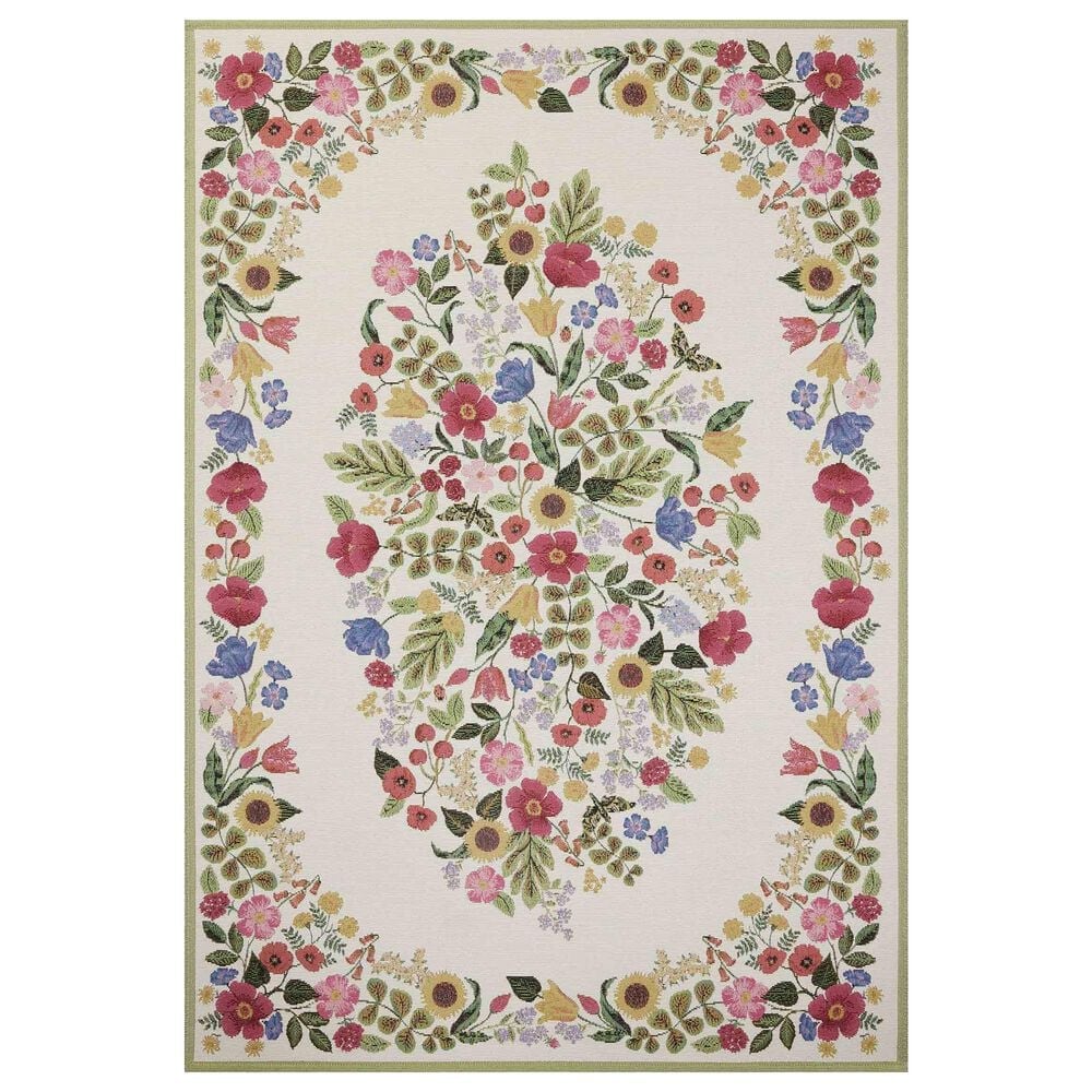 Rifle Paper Co. x Loloi Perennial Blossom 3"11" x 5"11" Cream Area Rug, , large