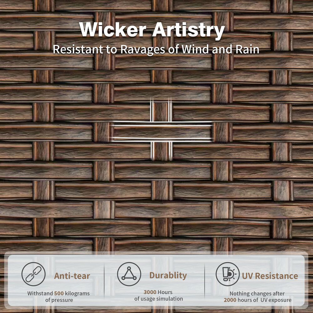 HOMLUX 8-Piece Patio Conversation Set with Fire Pit Table in Beige, , large