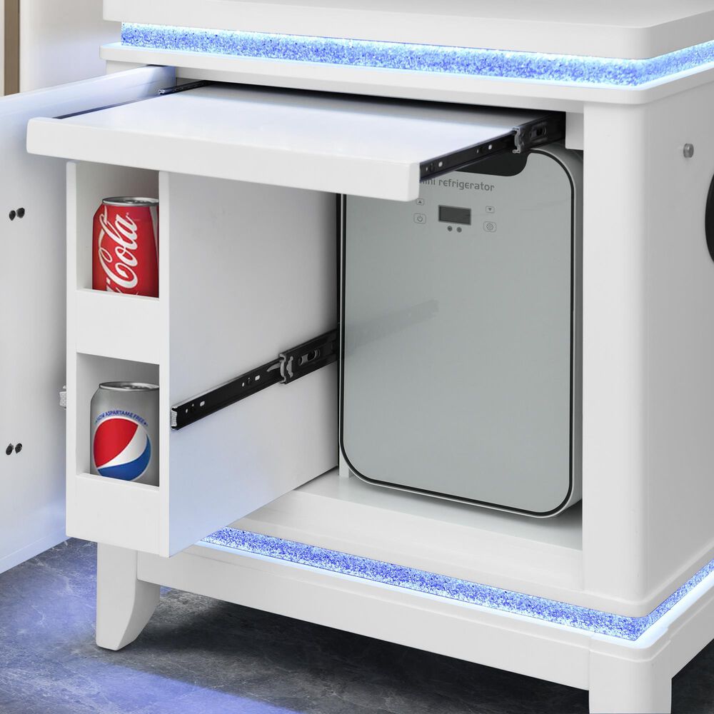 Global Furniture USA Alina 2-Drawer Nightstand with Cooler, LED, Speaker and USB in White, , large