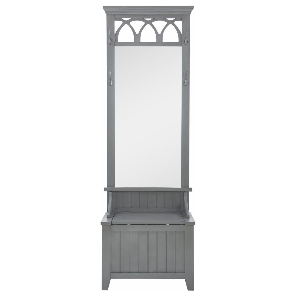Parkerville Furniture Line Winslett Hall Tree with Mirror and Storage Bench in Pewter, , large