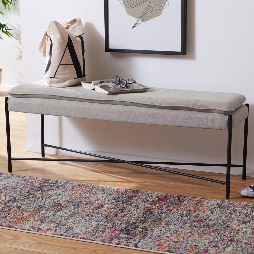 Safavieh Kara Bench in Light Grey/Black, , large