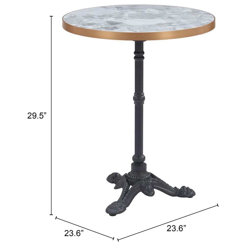 Zuo Modern Gazebo 24" Round Dining Table Black, Gold and Gray - Table Only, , large