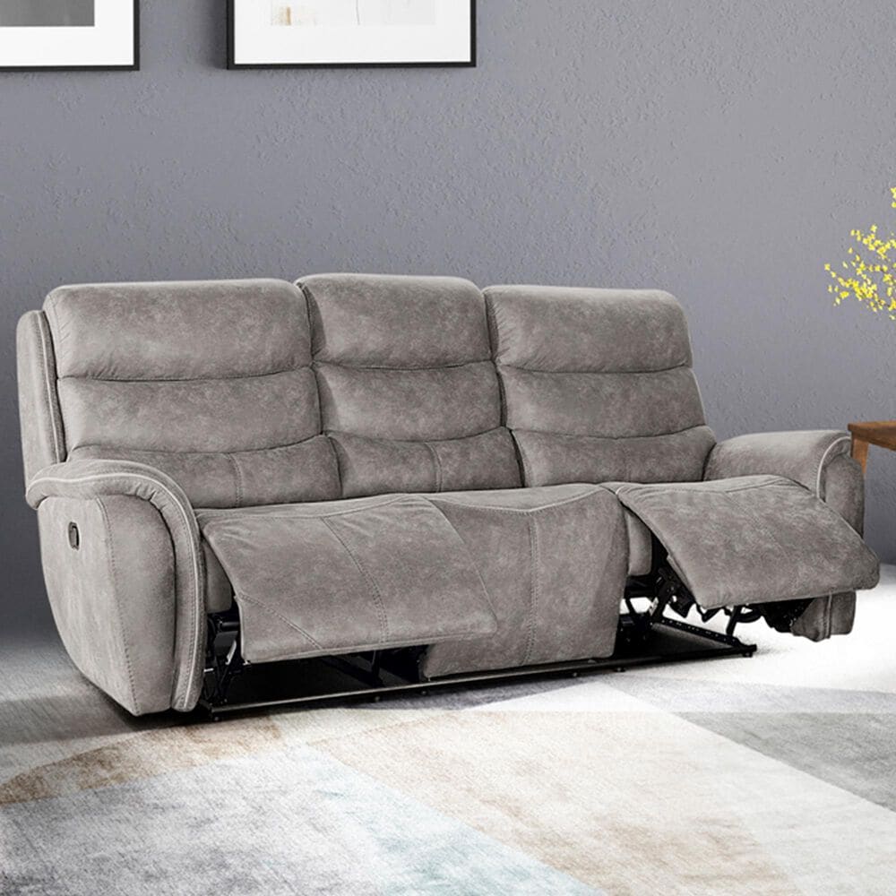 New Heritage Design Kamari Manual Reclining Sofa in Gray, , large