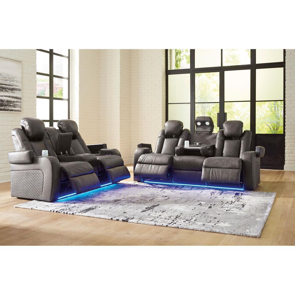 Ashley Fyne-Dyme 2-Piece Power Reclining Living Room Set in Shadow, , large