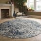 Radici USA Livigno Floral 5"3" Round Blue Area Rug, , large