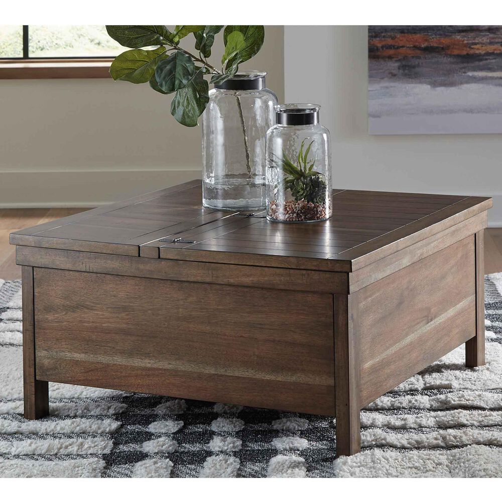 Ashley Moriville Lift Top Coffee Table in Grayish Brown, , large