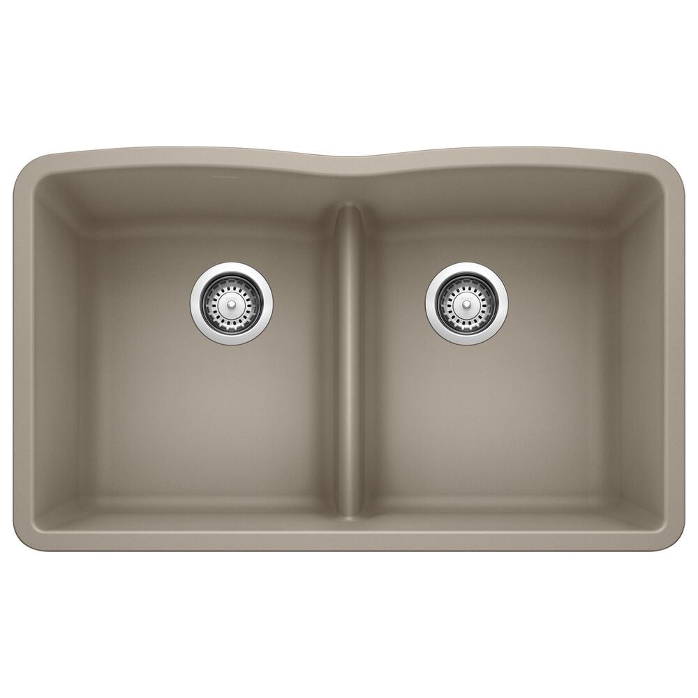 Blanco Diamond Equal Double Bowl Kitchen Sink with Low Divide in Truffle, , large
