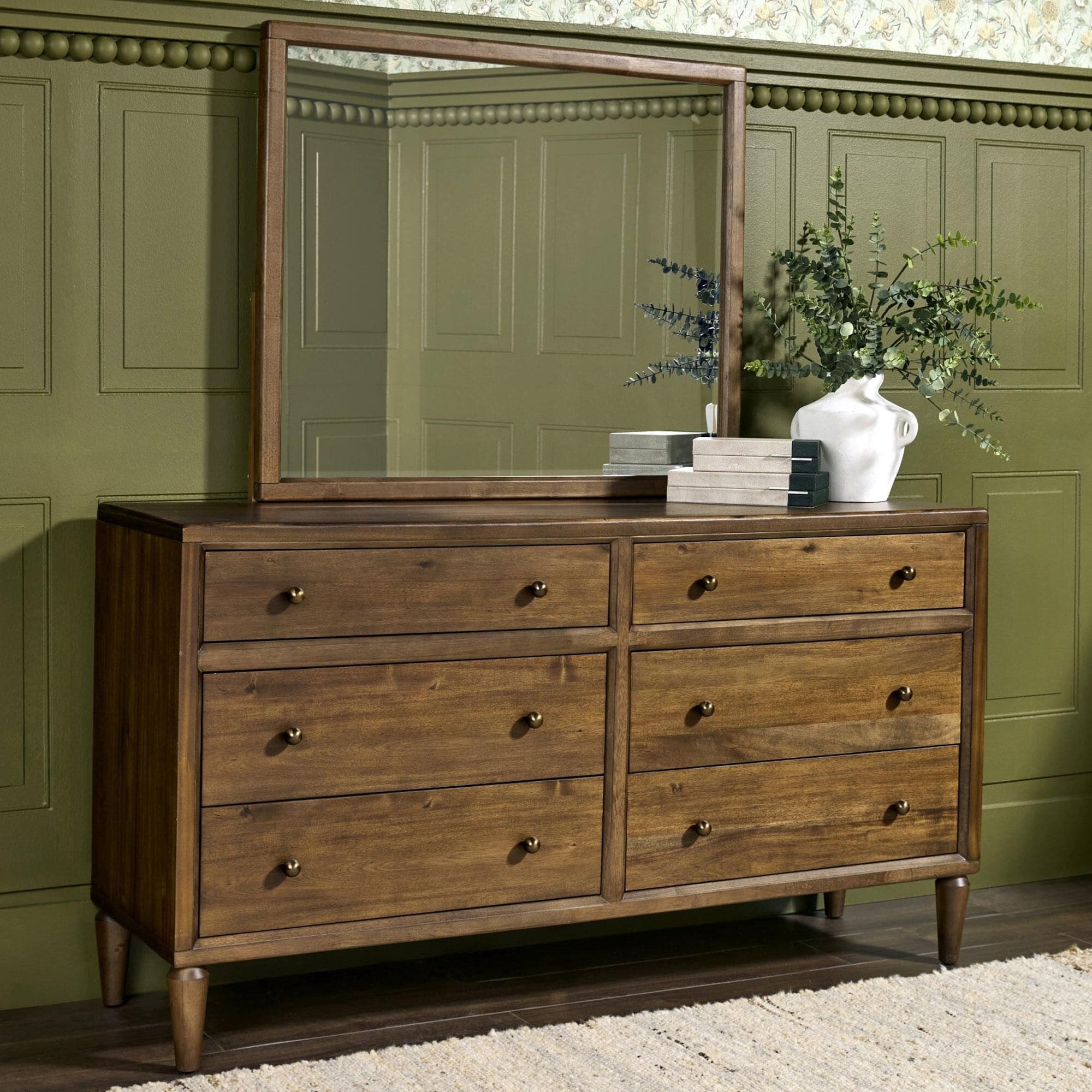Urban Home Langley 6-Drawer Dresser and Mirror in Autumn Forest