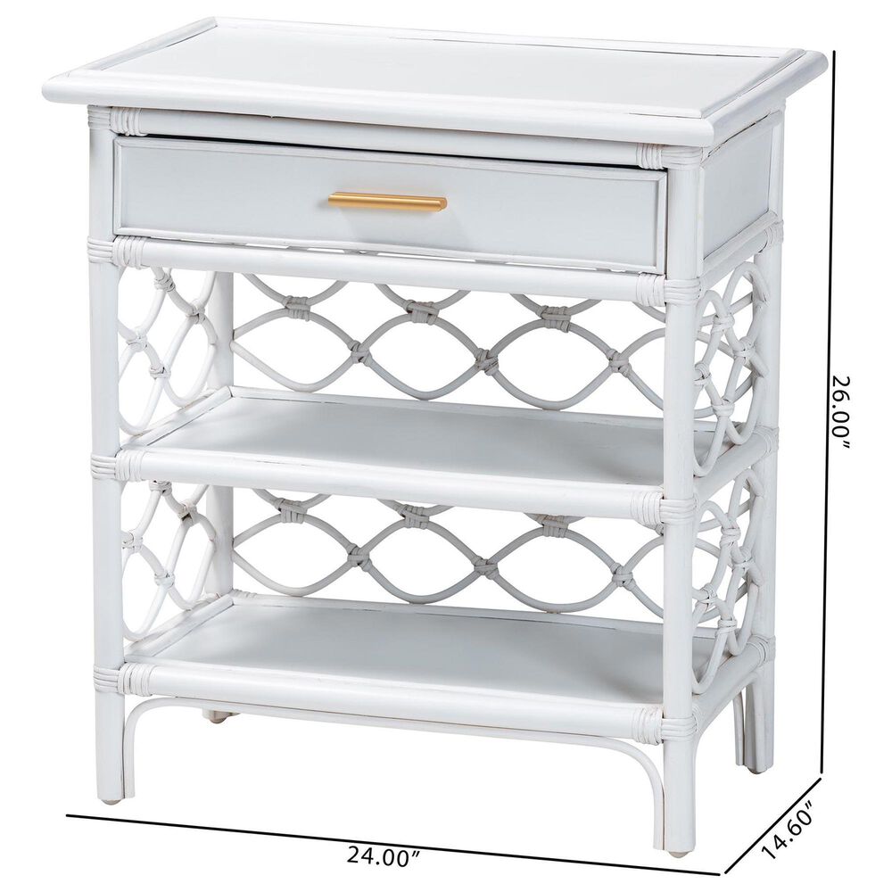 Baxton Studio Akane 1-Drawer Nightstand in White, , large