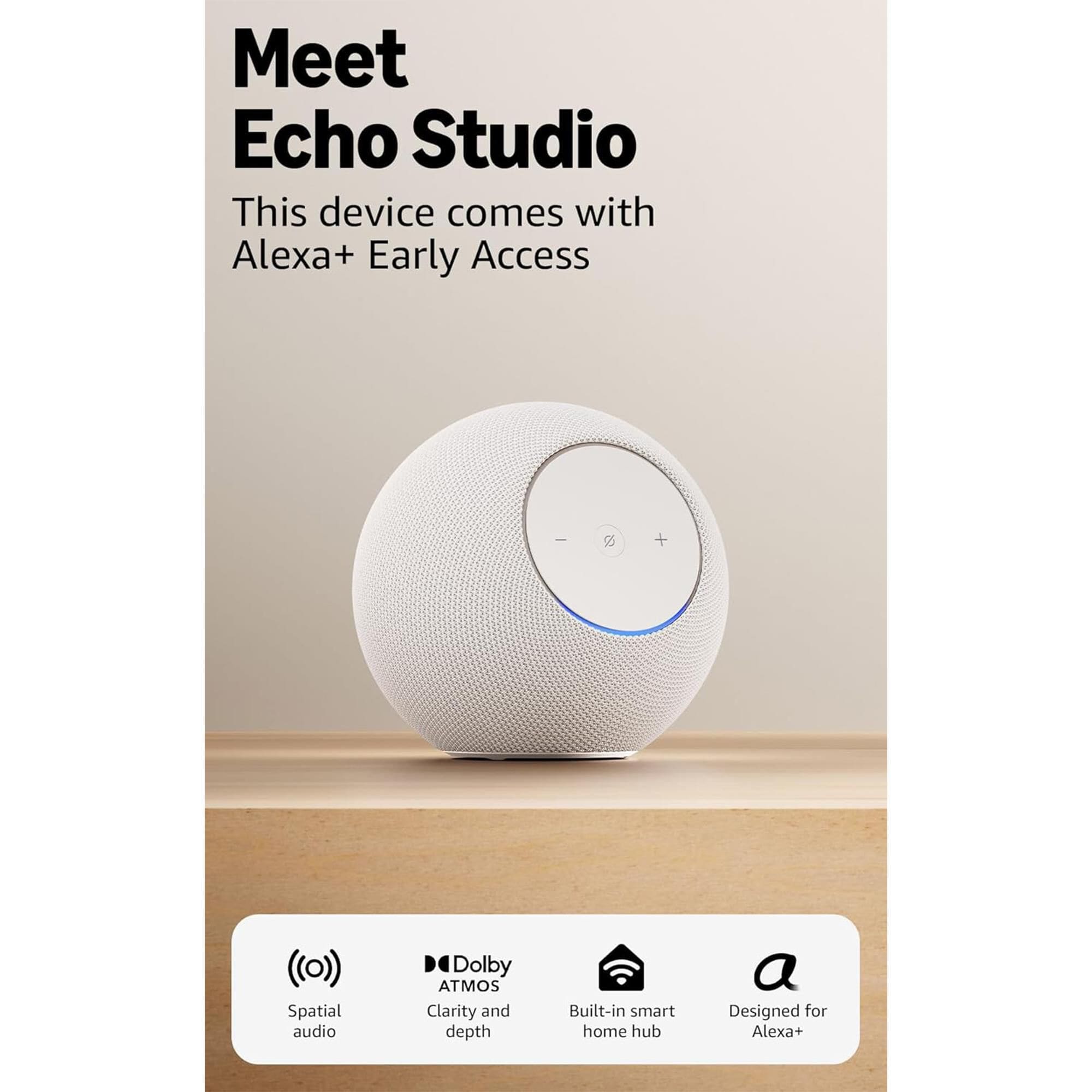 Amazon Echo Studio Smart Speaker with Dolby Atmos in Glacier White