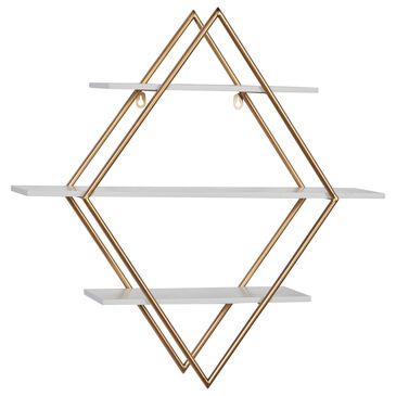 Maple and Jade 20" x 20" Wall Shelf in Gold and White, , large