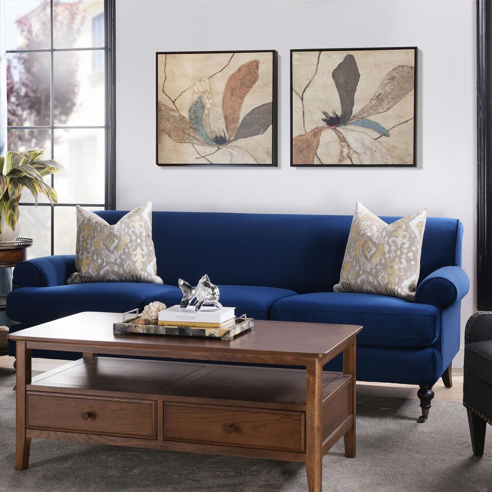 Jennifer Taylor Home Alana Lawson Stationary Sofa in Navy Blue Velvet, , large