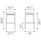Zuo Modern Lids Barstool in Dark Gray and Silver (Set of 2), , large