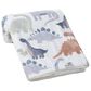 Lambs & Ivy Dino-Might Baby Blanket in White, Gray and Blue, , large