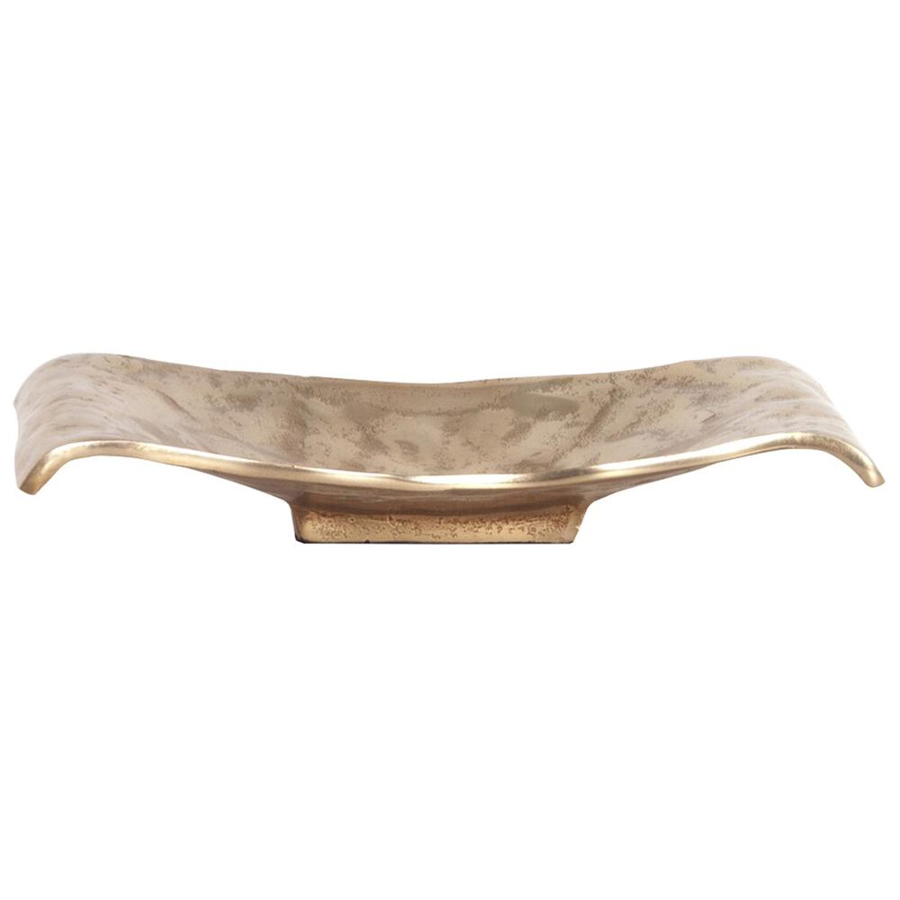 Howard Elliott Small Scrolled Metal Tray/Wall Art in Textured Gold, , large